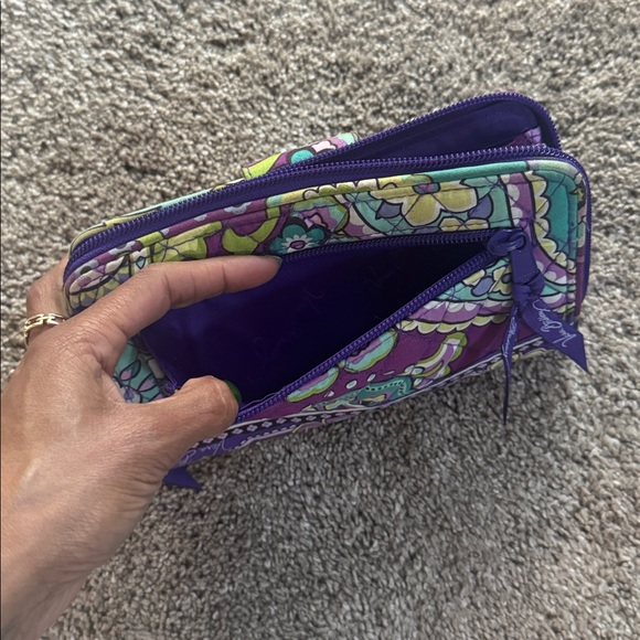 Vera Bradley Quilted Zip-Around Wallet | Purple Floral - Picture 11 of 14
